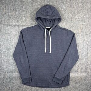 Marine Layer Men Medium Double Knit Pullover Hoodie Blue Red Striped Drawstring